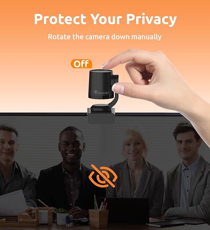 TOUCAN 1080P Webcam with Microphone,FHD Streaming Camera with 1080P/60fps,Privacy Protection Plug Play Ultra Compact Web Cam w/ 89°View for Computer/Meeting/Online Classes/Zoom/YouTube-DeskLoop Office