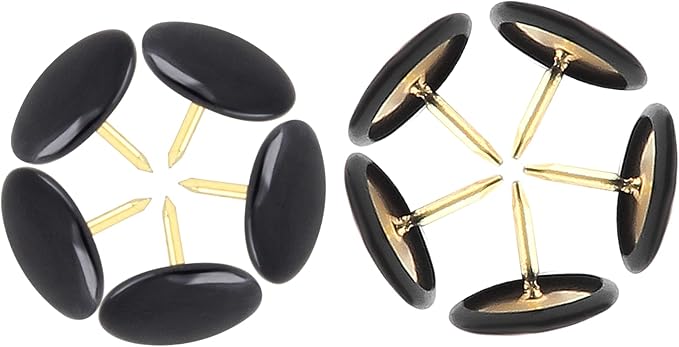 Piutouyar 300Pcs Black Decorative Flat Push Pin, Plastic Roundness Head Thumbtack, Black Thumb Tacks for Wall, Map, Cork Board, 3/8 Inch-DeskLoop Office
