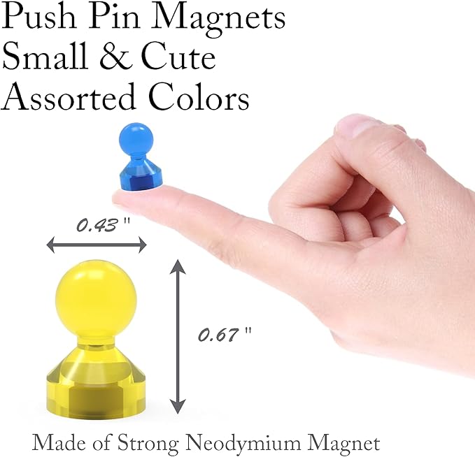 Ant Mag Magnetic Push Pins Strong Push Pin Magnets for Fridge Whiteboards Calendars Maps in School & Office Pack of 52 Assorted-DeskLoop Office