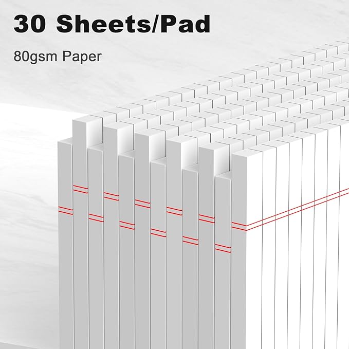 12pcs Small Note Pad 5x8 College Ruled White Legal Pads Paper Notepads 12 Pack Study Back Writing Pads 5 x 8 Legal Pads Perforated Narrow Ruled Pads of Paper White-DeskLoop Office