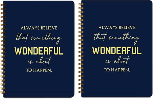 2Pcs Spiral Notebook, Eccolo Journal Notebook, 160 Pages Hardcover Notebooks Journals for Writing Travel Business Office, Christian Aesthetic Notebooks for Women Inspirational Gifts-DeskLoop Office