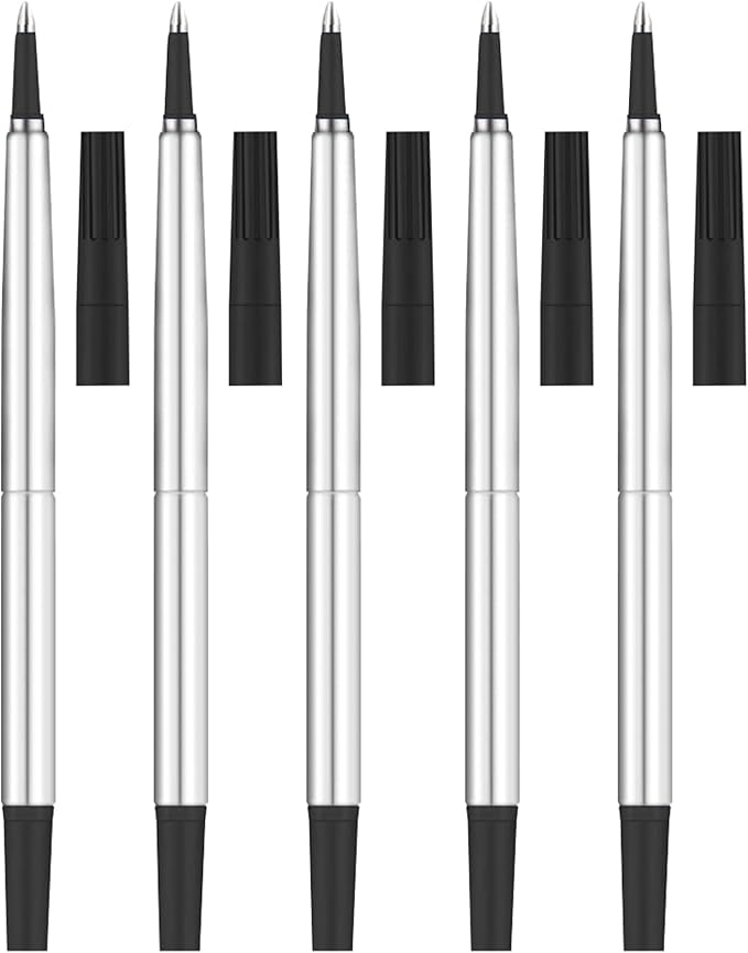 DunBong Quink Ink Rollerball, Compatible with Parker Rollerball Pens, 0.7mm Medium Point Black Ink Refill Pack of 5, Replaceable Gel Ink Pen Refills, Smooth Writing (Black-0.7mm)-DeskLoop Office