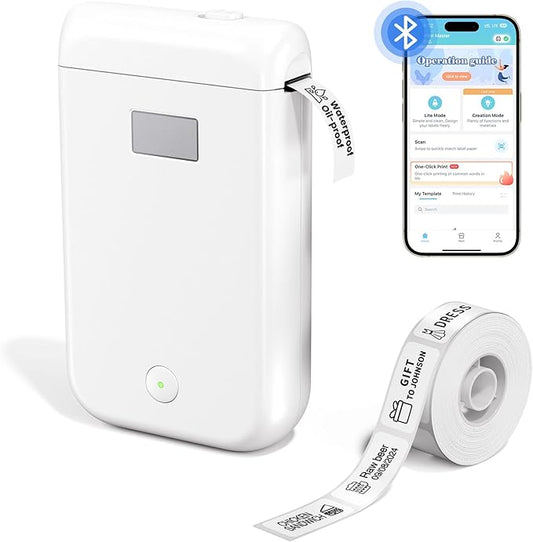 Label Maker, Label Maker Machine with Tape, Portable Bluetooth Label Printer with Little Space, Mini D10 Label Machine with Multiple Personalized Templates for Family School-DeskLoop Office