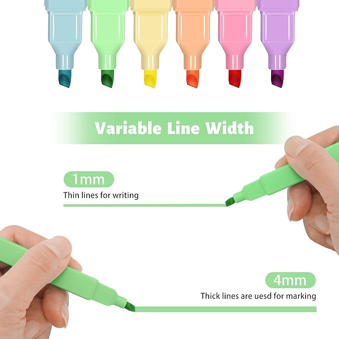 Aesthetic Highlighters,12pcs Chisel Tip Highlighter, Pastel Candy Colors, Cute Assorted Colors Highlighter, Bible Highlighters and Pens No Bleed for Bible Pages-DeskLoop Office