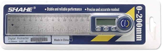 Digital Angle Finder,2 in 1 Digital Protractor, 7 inch / 200mm Stainless Steel Digital Angle Ruler with Zeroing and Locking Function-DeskLoop Office