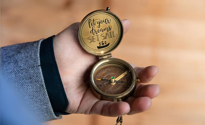 Handmade Antique Vintage Brass Compass | Exquisite Nautical Compass | Home Decor | Pocket Compass Gift for Every Occasion | Super7One-DeskLoop Office