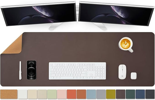 Large Cork Desk Mat - 47.2"x 17" Desk Pad for Office and Home - Ideal for Large Mouse Pad and Desk Mats on Top of Desks(Coffee)-DeskLoop Office