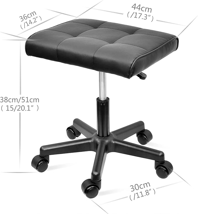 Footrest Under Desk Leg Rest Ottoman Adjustable Height Foot Stool with Wheels Leather Footrest-DeskLoop Office