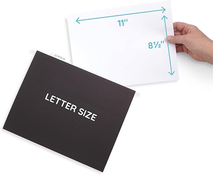 Blue Summit Supplies Hanging File Folders, 25 Reinforced Hang Folders, Designed for Home and Office Color Coded File Organization, Letter Size, Black, 25 Pack-DeskLoop Office