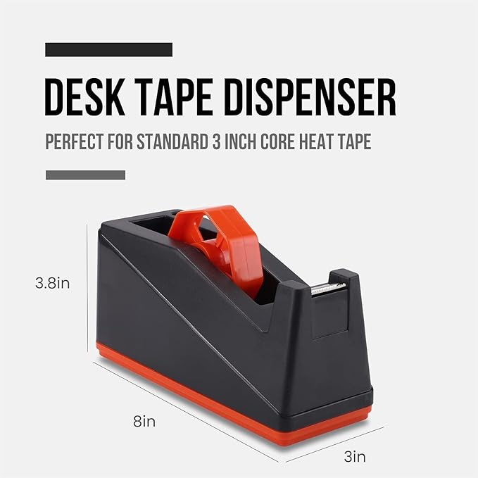 Lichamp Desktop Tape Dispenser Holder with Large 3 Inch Core for Masking, Heat Transfer, Painters, Freezer and Kitchen Tape, 0128BK-DeskLoop Office