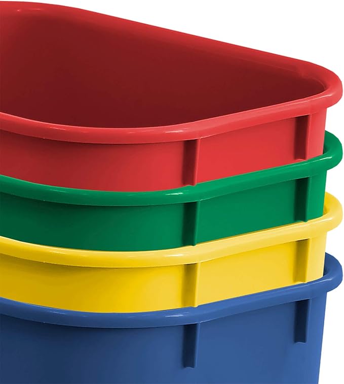 Acrimet Wastebasket Bin for Recycling, 6.75 Gallon/ 27 Quart/ 25.552 Liter (Made of Plastic) (Metal/Yellow, Paper/Blue, Glass/Green, Plastic/Red) (Set of 4)-DeskLoop Office