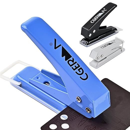 Single Hole Puncher, 3 Pack ,1/4" Hole, 50% Labor Savings, Heavy Duty Metal Punch, 15 Sheet Capacity, for ID Cards, Chipboard, Art Project, Crafts Easy Punching-DeskLoop Office