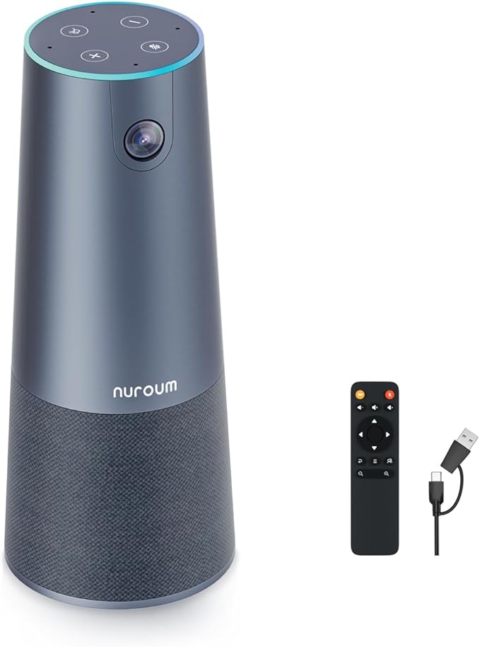 NUROUM C40(2nd Gen) 2K Video Conference Webcam with Microphone and Speaker, 5X Zoom, 4 Noise Cancelling Mics Conference Room Camera, 120°Ultra Wide Angle, 16ft Voice Pickup, for Zoom/Skype/Teams-DeskLoop Office