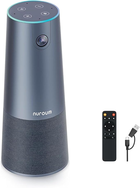 NUROUM C40(2nd Gen) 2K Video Conference Webcam with Microphone and Speaker, 5X Zoom, 4 Noise Cancelling Mics Conference Room Camera, 120°Ultra Wide Angle, 16ft Voice Pickup, for Zoom/Skype/Teams-DeskLoop Office