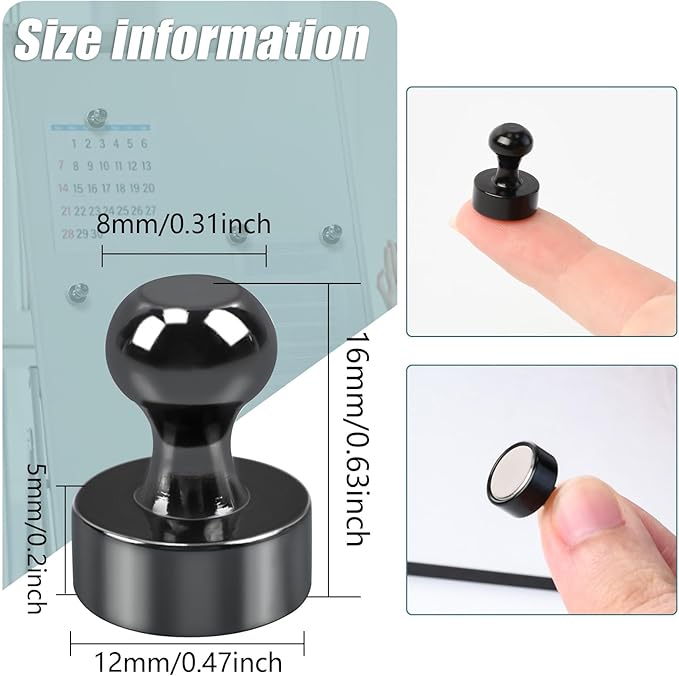 22 Pack Fridge Magnets, Black Strong Magnets for Whiteboard, Push Pin Magnets Refrigerator Magnets Small Strong Neodymium Magnet for Office, Classroom, Kitchen, Home-DeskLoop Office