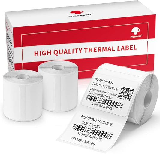Phomemo 690 PCs Thermal Label - 1.57'' x 1.18'' (40x30mm) Labels Tape for M110/M220/M108/M250/M260/M120/M200/M221/M150/M160 Label Maker, Multipurpose Barcode Stickers, 230 Pcs/Roll-DeskLoop Office