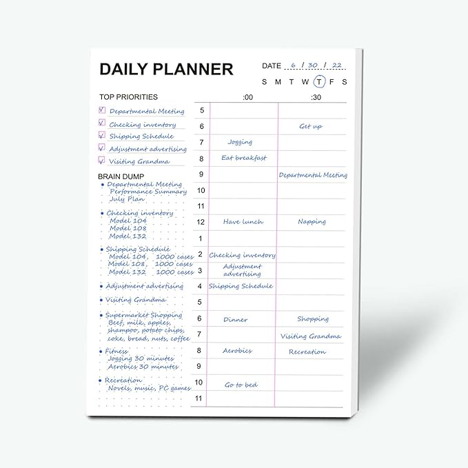 Tiankool To Do List Notepad - Daily To Do List with Priorities, Hourly Scheduler and Notes - Daily Planner Notepad for Work, Study, Appointments, 60 Tear Off Sheets Planning Pad, 7x10 Inch-DeskLoop Office