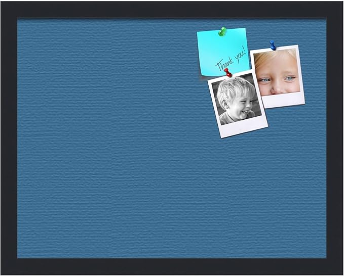 PinPix 18x14 Inch Cork Bulletin Board. This Decorative Framed Pin Board Comes with Navy Pastel Design and a Satin Black Frame. Ideal for Home Office Decor or Message Board (PinPix-1811)-DeskLoop Office