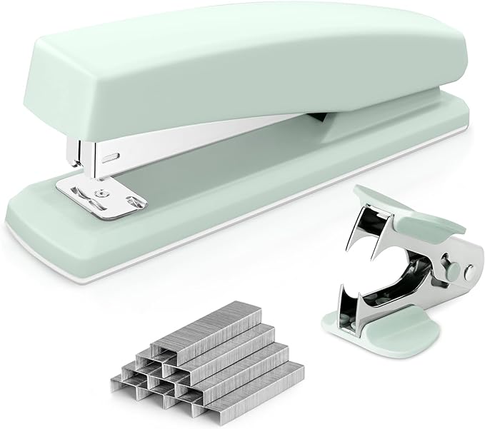 Deli Desktop Office Stapler - 25 Sheet Capacity, Includes 1000 Staples, Staple Remover, Green-DeskLoop Office
