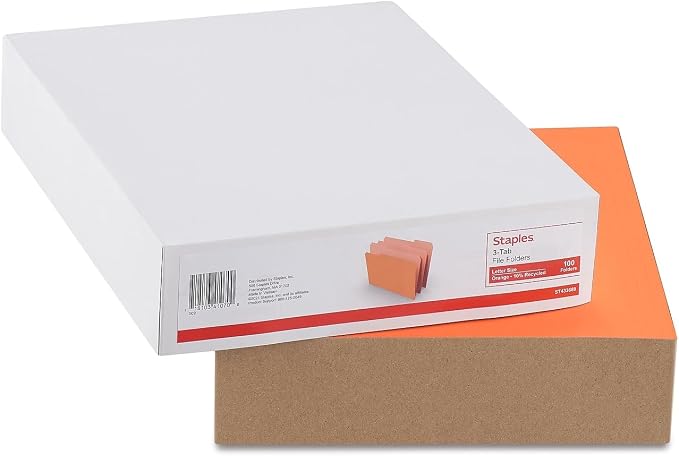 Staples File Folder, Letter Size, 1/3‑Cut Tab, Durable Paper Stock, 200/Carton - Image 6