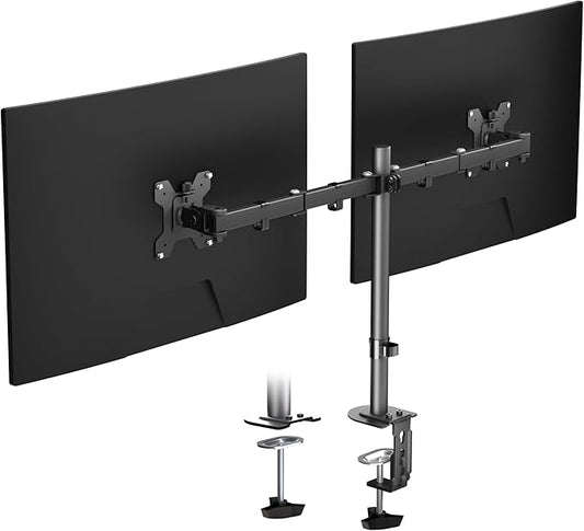 Pholiten Dual Monitor Stand, Heavy Duty Adjustable Monitor Arm Desk Mount for 2 Screens up to 32 Inches, Tilt, Swivel, Rotate, Supports Tilt, Swivel, Rotate, Supports 22 lbs per Monitor Arm-DeskLoop Office