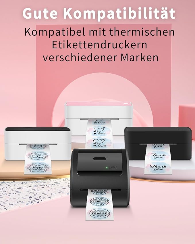 Phomemo 2" Pink Round Label Stickers Roll for 4X6 Thermal Label Printer for Small Business Supplies - 750pcs / Roll - Commercial Grade Thermal Labels for Custom Stickers Personalized & Business Logo-DeskLoop Office