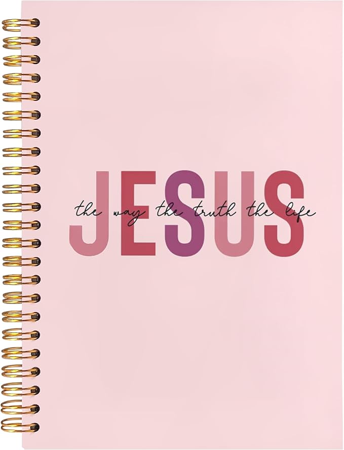 Boho Christian Notebook Journal, Christian Gifts for Women, Bible Notebooks for Note Taking, Bible Journaling Notebook, Jesus the Way the Truth the Life Hardcover Spiral Notebook 5.5x8.3 pink-DeskLoop Office