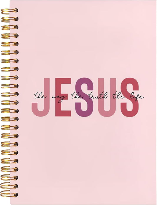 Boho Christian Notebook Journal, Christian Gifts for Women, Bible Notebooks for Note Taking, Bible Journaling Notebook, Jesus the Way the Truth the Life Hardcover Spiral Notebook 5.5x8.3 pink-DeskLoop Office