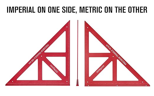 Precision Triangle Square 18inch, Metric & Imperial Scale Framing Square for Precise 90 and 45-Degree Measurement, Aluminum Alloy Architect Ruler for Carpenter-DeskLoop Office