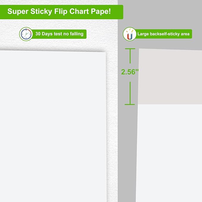 Sticky Easel Pad 25 in x 30 in, 35 Sheets/Pad, 4 Pads/Pack, 140 Sheets, Large White Sticky Easel Paper for Office and Classrooms, Flip Chart Paper for Teachers,Super Sticking Power & Bleed-Resistant-DeskLoop Office