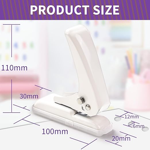 Single Hole Punch, 40 Sheets Punch Capacity, Kaluofan Hole Puncher Single, Small Hole Punch with Non-Slip Removable Base, One Hole Puncher for Crafts, Scrapbooks, Paper, Chipboard-DeskLoop Office