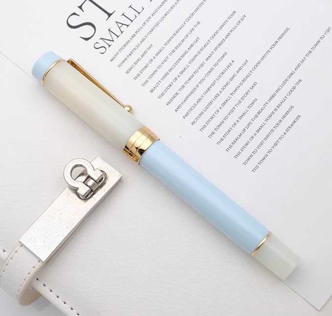 JINHAO 100 Fountain Pen with Ink Converter (Medium Nib 0.7mm, Light Blue)-DeskLoop Office