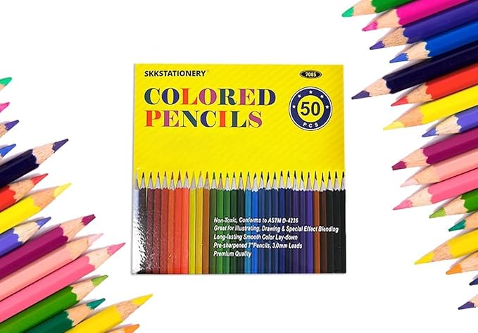 SKKSTATIONERY 50Pcs Colored Pencils,50 Vibrant Colors, Drawing Pencils for Sketch, Arts, Coloring Books, Back to school Christmas Halloween Gifts-DeskLoop Office