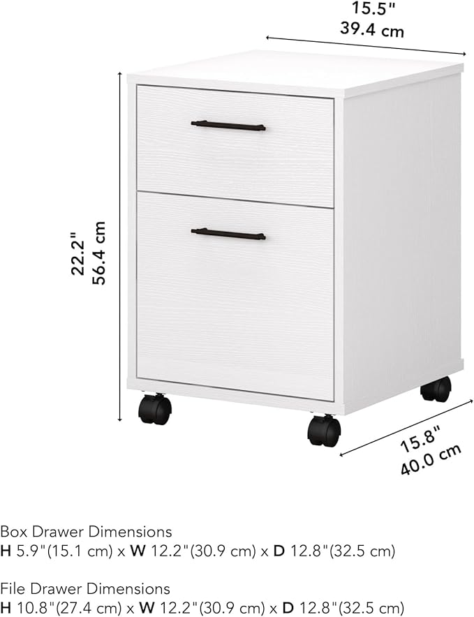 Bush Furniture Key West 2 Drawer Mobile File Cabinet, Rolling File Cabinet for Home Office-DeskLoop Office