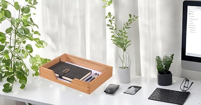 Wood Letter-Size Tray for Office Desktop Organizer - Wooden Front-Load Documents Tray for Mail, Paper, File, Magazine, Pen,Notebook Storage Paper Holder Trays Light(DGTU-LT)-DeskLoop Office