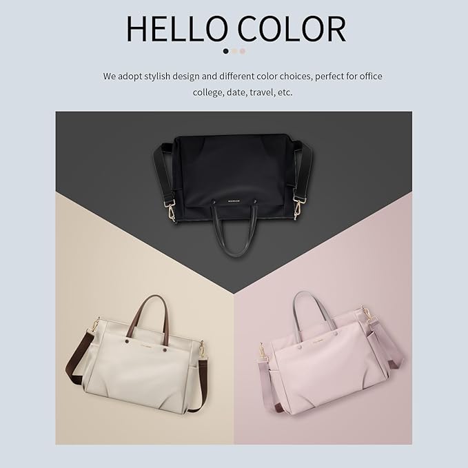 Laptop Tote Bag 15 Inch, Computer Shoulder Bag Large Work Tote Bag for Women, Laptop Carrying Case Stylish Handbag for Business Travel (Apricot)