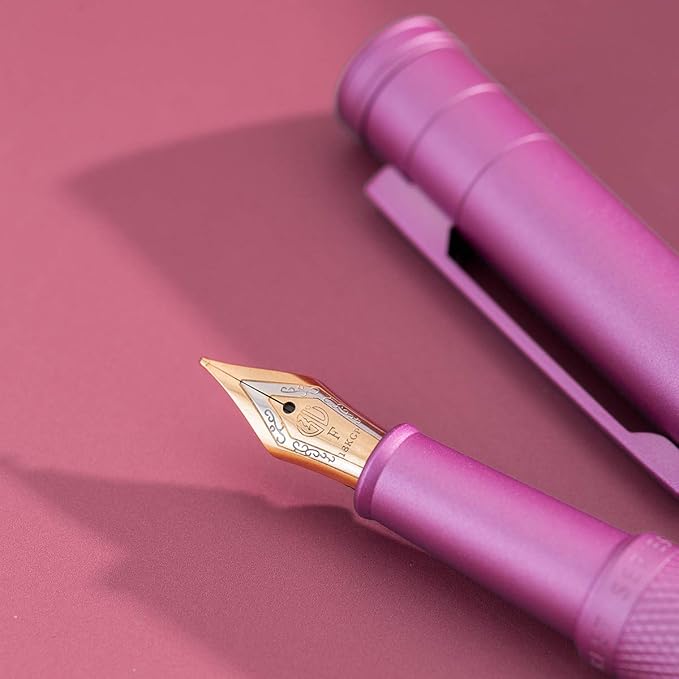 Asvine Pink Forest Fountain Pen Extra Fine Nib, Classic Design with Converter and Metal Pen Case, The Light of Hope Serise-DeskLoop Office