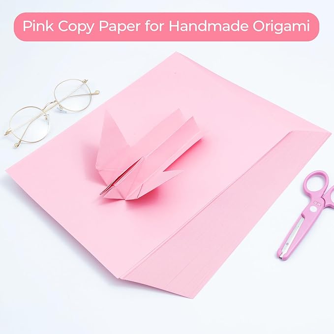 M&G 100 Sheets Pink Copy Printing Paper, 8.3 X 11.7 inch Colored Printer Papers, Pink Construction Paper for Card Making Scrapbooking School Office Party DIY Craft-DeskLoop Office