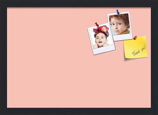 PinPix 20x14 Inch Cork Bulletin Board. This Decorative Framed Pin Board Comes with Pink Pastel Design and a Satin Black Frame. Ideal for Home Office Decor or Message Board (PinPix-1813)-DeskLoop Office