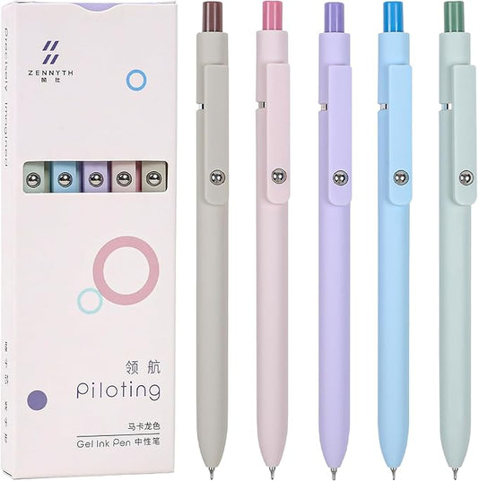 Gel Pens, 5Pcs 0.5mm Fine Point Pens With Smooth Wirting,Quick Dry Aesthetic Pens For Journaling, Ballpoint for Office School Supplies,Gifts for Women Men Student(Sugar)-DeskLoop Office