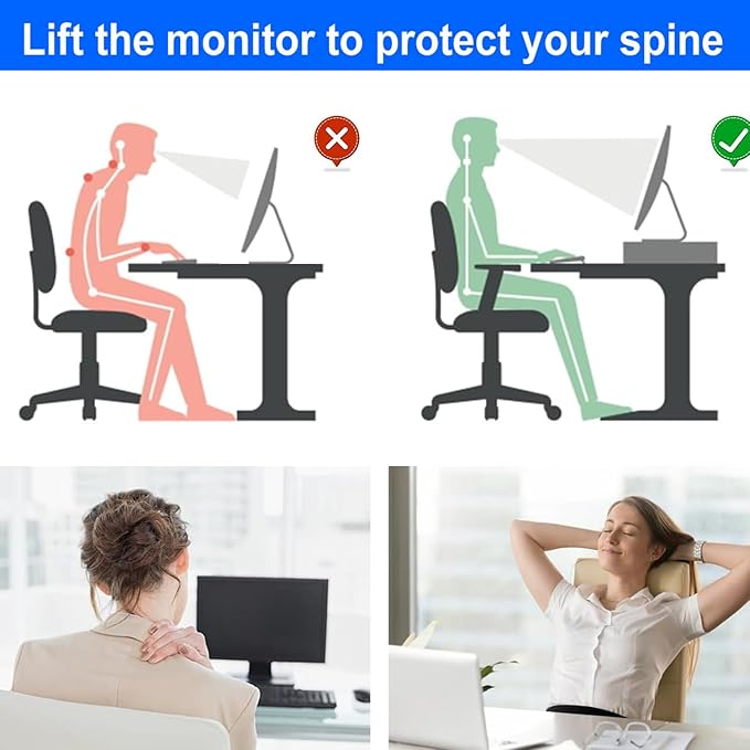 gianotter Desk Organizers and Accessories, Monitor Stand with Drawer and 2 Pen Holder, Desktop Organizer Suitable for Offices and Dormitories (Black)-DeskLoop Office