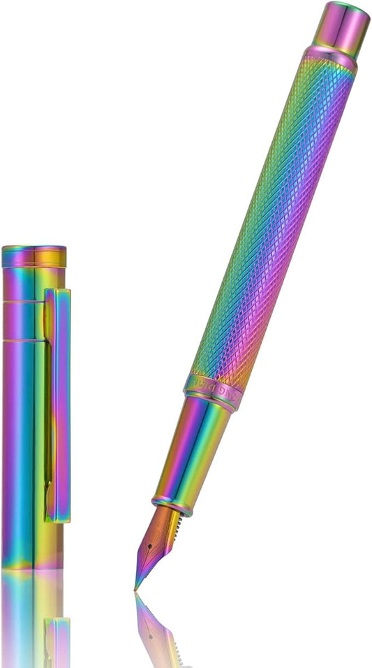 Hongdian 1851 Rainbow Forest Fountain Pen Medium Nib with Converter and Metal Pen Case Set-DeskLoop Office