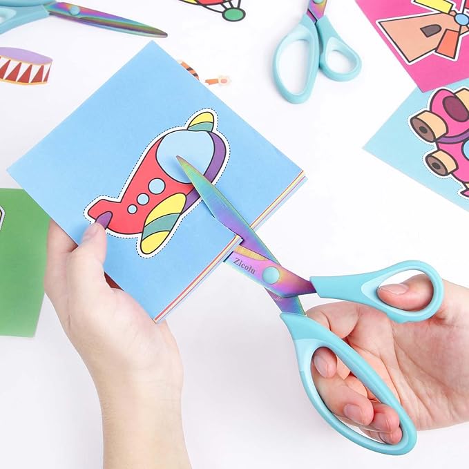 8.5" Scissors All Purpose, Multipurpose Office Scissors Set of 3 pack, sharp Titanium Coating Blade and Soft Comfort-Grip Sturdy Scissors for Fabric School Craft Sewing Home, Right/Left Handed, Blue-DeskLoop Office