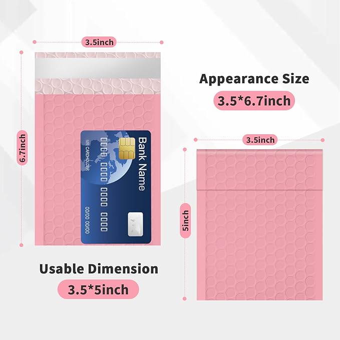 Bubble Mailers 3.5x5 inch 40Pack Pink Bubble Mailers Self-Seal Padded Mailing Envelopes Bubble Opaque Padded Mailer for Small Businesses to Package and Mail Jewelry Cosmetics#0000-DeskLoop Office