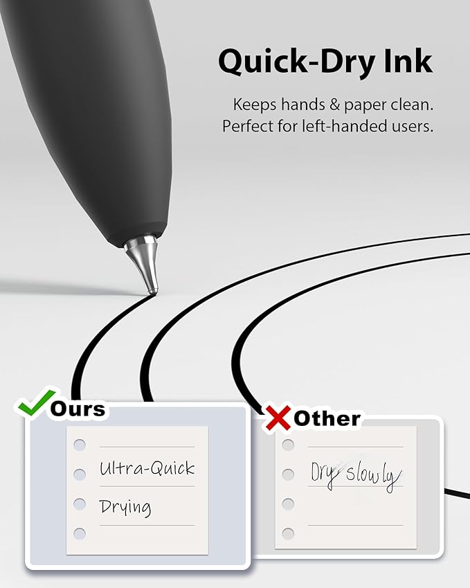 8 Pcs Gel Pens - 0.7mm Fine Point Smooth Writing Black Ink, Quick-Dry Long Lasting Fidge Pens, School & Office Supplies for Men Women-DeskLoop Office