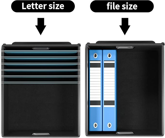 Huolewa Upgraded Portable File Organizer Box, Large Linen Hanging Office Document Storage Box with Lid - Black, Collapsible Filing & Storage Boxes for Office/Decor/Home - 14.9 x 12.59 x 10.8 inch-DeskLoop Office