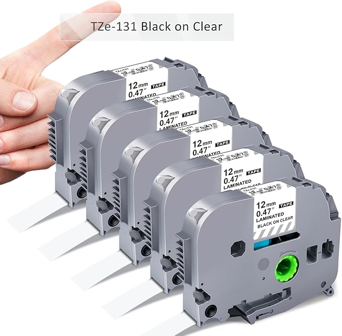 Clear Label Maker Tape Refill Compatible with Brother TZe-131 TZe131 TZe TZ Tape 12mm 0.47 Laminated Clear 1/2'' x 26.2' Black on Clear P Touch Label Tape for PT-D210 PTD220 PT-H110 PT-D600, 5 Pack-DeskLoop Office