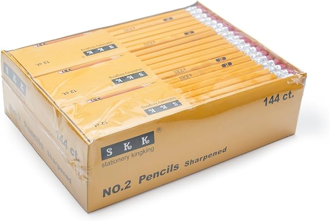SKKSTATIONERY Pre-sharpened pencils, Pencils Sharpened with eraser top, #2 HB pencil, 144/box.-DeskLoop Office