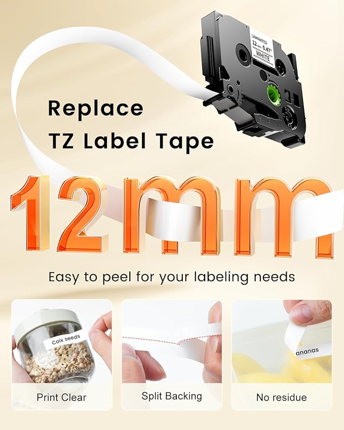 Colorty TZ Tape Compatible with Brother P-Touch Label Tape TZ TZe 12mm 0.47 Laminated White 1/2" Black on White TZe-231 TZE231 for PTH110 D210 D220 D410 D600 1090 1280 1880 2040, 20-Pack-DeskLoop Office