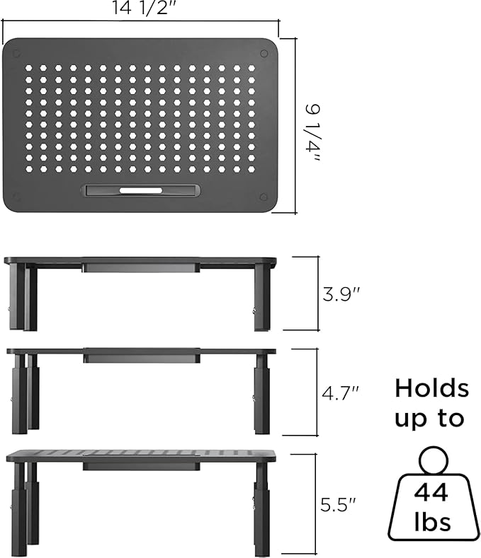 EVOOMI Monitor Stand Riser - Upgraded for Faster Productivity - Anti-Skid, HD Hexagonal Steel - Free Cable Ties - Computer Stand - Laptop, Desktop, Printer, iMac (Simple)-DeskLoop Office